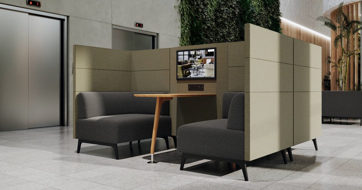 Connectivity Booths Connection Tryst Open Ended High Back Media Booth | Hunts Office