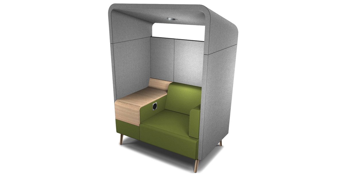 Connectivity Booths Connection Tryst Single Seat Console Canopy Booth | Hunts Office