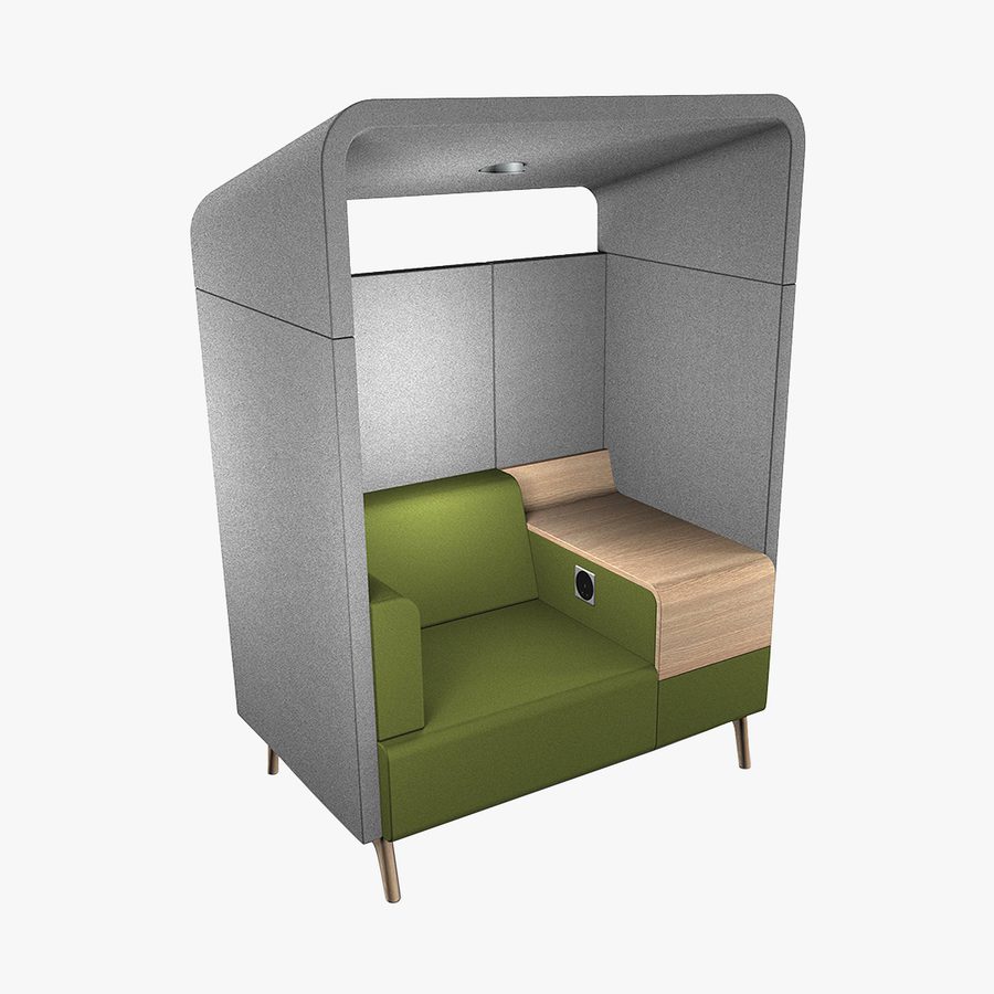 Connectivity Booths Connection Tryst Single Seat Console Canopy Booth | Hunts Office
